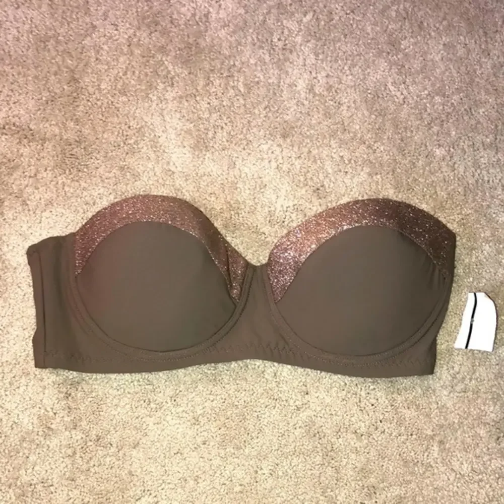 Red Carter Strapless Bikini Top Brown Size 8 NO‎ straps New